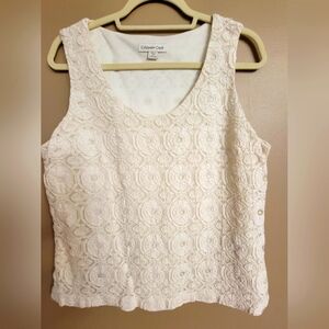Cream color lacy tank fully lined sz Lg